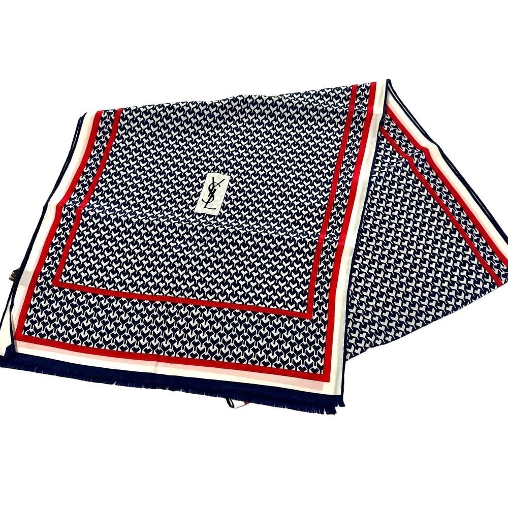 Yves Saint Laurent‎ Scarf/Shawl Silk Red/White/Blue